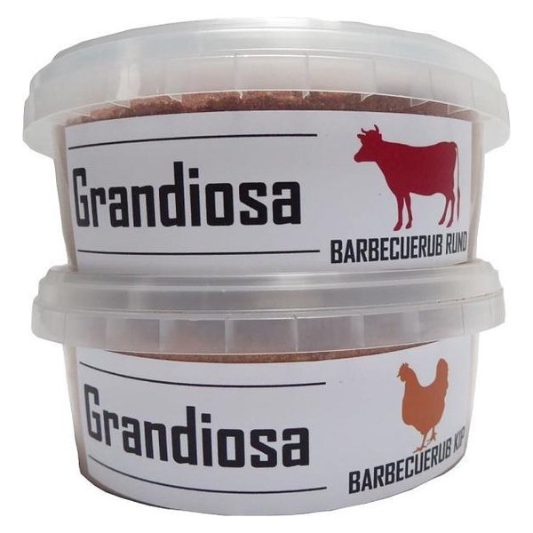 Grandiosa - 2x BBQ rubs - rund - kip - 2x 200 gram - bbq kruiden - dry rub