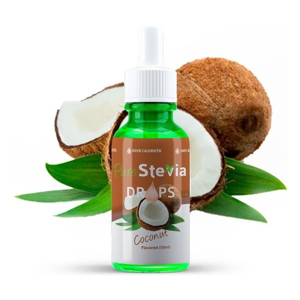 Stevia Drops Cocos 50ml Suikervervanger, PureStevia - Stevia druppels - Flavor drops - Bewuste voeding, Lekker Verfrissend !