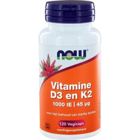 Vitamine D3 1000 IE & Vitamine K2 (120 veggie caps) - Now Foods