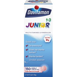 Davitamon Junior vitaminen 1-3 jaar - 150 smelttabletjes - Aardbeiensmaak