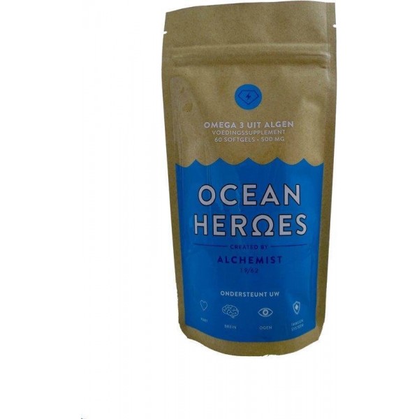 Alchemist1962 Ocean Heroes - Veganistische Omega-3 Algenolie DHA + EPA - 60 Capsules 500 mg