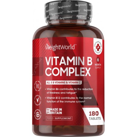 WeightWorld Vitamine B Complex - 180 tabletten voor 6 maanden voorraad - 8 soorten B-vitamine