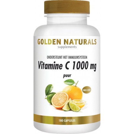 Golden Naturals Vitamine C 1000 mg puur (180 veganistische capsules)