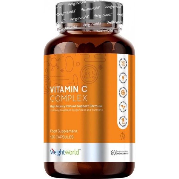 Vitamine C Complex capsules - Formule voor de weerstand voor volwassenen en kinderen - 120 Vegan Capsules
