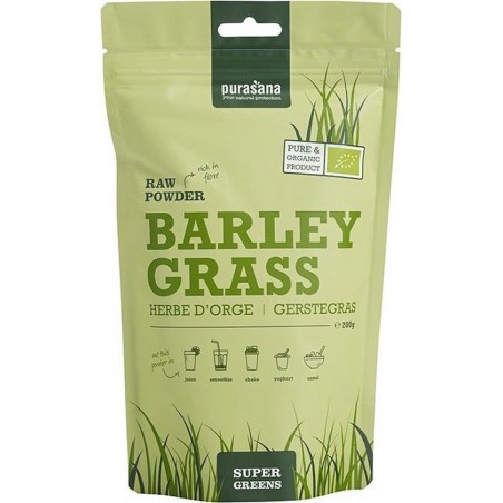 PURASG12 - Barley Grass Raw Powder (200 Gram) - Purasana