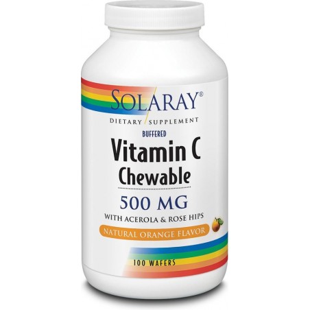 Vitamin C- Chewable- Natural Orange Flavor- 500 mg (100 chewable tablets) - Solaray