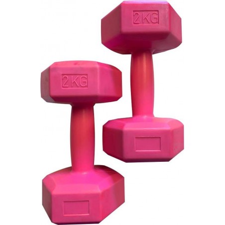 Dumbells - Halterset - Gewichten set - Fitness set van 2x 2kg - Roze