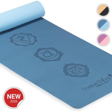 Positive Things Yoga mat – Yoga mat met anti slip – Yogamat dik - Yoga Mat Blauw