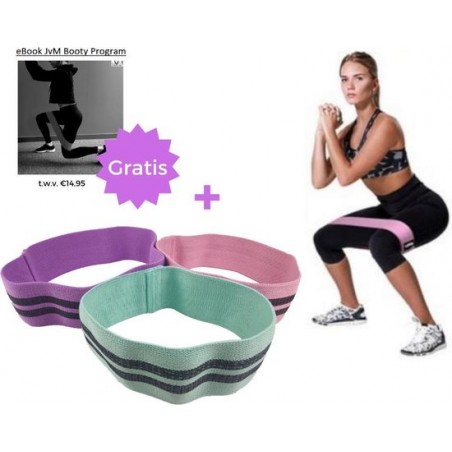 Bootybands - Weerstandsbanden - Hip Circle Set - Fitnessbanden - Elastieken - Billen Trainer - Inclusief Gratis E-book