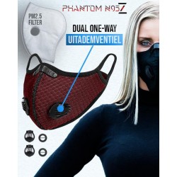Phantom N95 Z sportmasker (mondmasker) inclusief 1 N95 Filters - deep-red