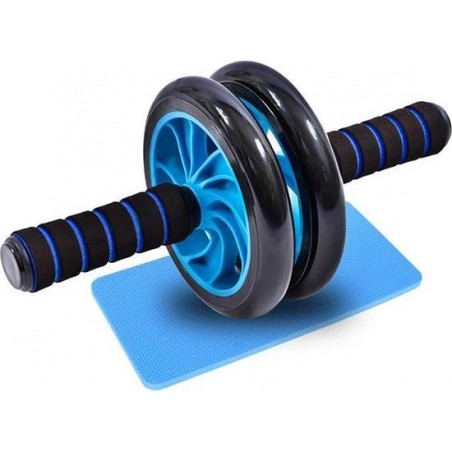 Ab wheel - Double Wheel - Inclusief Gratis Kniemat -Buikspiertrainer- Blauw