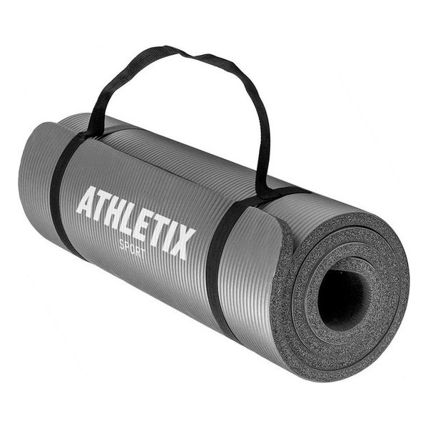 Athletix®‎ Premium NBR Fitnessmat - 183 x 61 x 1 cm - met Draagriem en Draagtas - Grijs