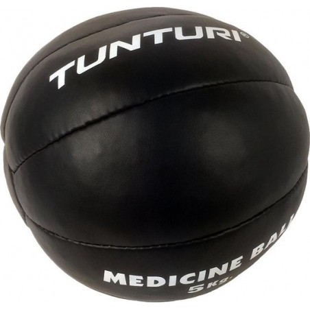 Tunturi Medicine Ball - Crossfit Ball - Medicijnbal - 5 kg - Zwart Leer