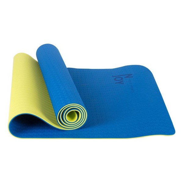 NJoy your sports Yoga mat - Thermoplastisch rubber - 183x61x0,6cm - Blauw/Geel
