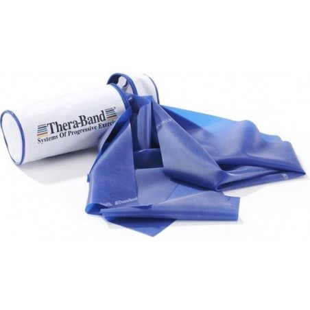 Thera-Band - Weerstandsband Oefenband Blauw in tasje - 2,5 meter lang - Zware Weerstand