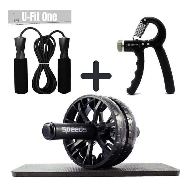 U-Fit One® 4 delige Ab wheel set - Ab roller - Buikspieren - Buikspiertrainer - Ab trainer - Fitness handtrainer