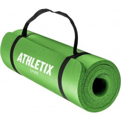 Athletix®‎ Premium NBR Fitnessmat - Yogamat - 183 x 61 x 1 cm - Yogamat met Draagriem en Draagtas - Groen