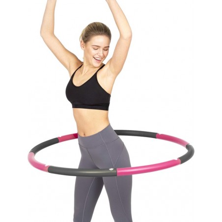 Hoelahoep Fitness - Hoepel Fitness - Fitness Hoelahoep Volwassenen - 8 Delen Ø90 cm 850 Gram - Roze/Grijs