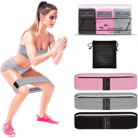 Booty bands set 3 stuks- Hip resistance bands set - Glute loops 3 stuks