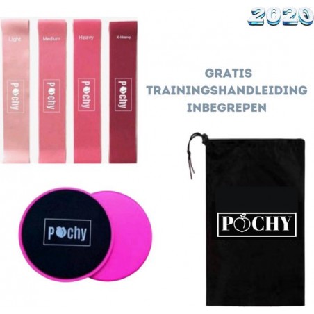 Peachy - weerstandsbanden met sliders - Elastische fitness banden - Sliding disc - Booty bands - Ab trainer- Core sliders - Roze