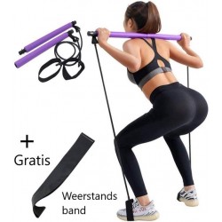 Pilates Stick - Draagbaar - Fitness hulpmiddel - Weerstandsband -Paars