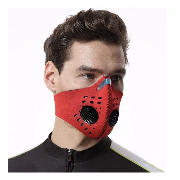 hoge kwaliteit Masker ROOD incl. 1 x filter Voor Op De Fiets Of Motor - Ademend Ventielmasker - Fijnstof Mondkapje sportmask
