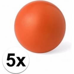 5 oranje anti stressballetjes 6 cm