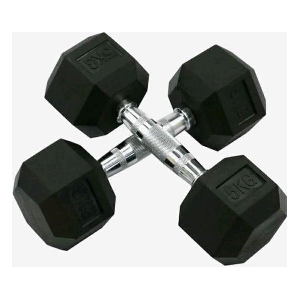 Dumbell set - 2 x 5kg - professionele hexagon halters - gym accessoires - gewichten set