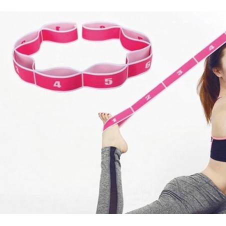 Resistance band - yoga - ballet - fitness - pilates - elastiek - roze - wit - training - stretching strap