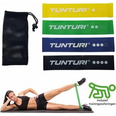 Tunturi - Weerstandsbanden - Weerstandsbanden Set 4 stuks - Fitness Elastiek - Gymnastiekband - Squatten