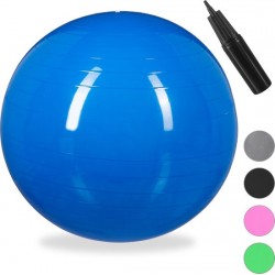relaxdays 1x fitnessbal 55 cm - pompje - gymbal - zitbal - yogabal - pilatesbal - blauw