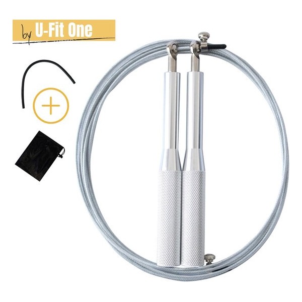 U-Fit One® Springtouw Set - Zilver Speed rope - Skipping Rope - Jump Rope - Verstelbaar - Crossfit - Fitness - Speedrope