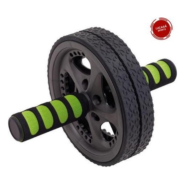 Ab wheel - ab roller - trainingswiel - buikspierwiel - metalen stang - dubbele wielen - rubber coated