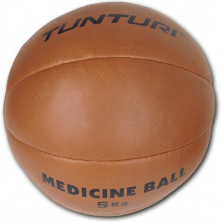 Tunturi  Medicine Ball - Medicijnbal - Crossfit ball - 5 kg - Bruin kunstleder