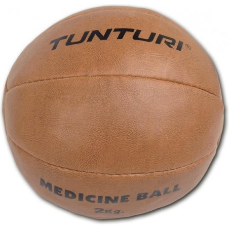 Tunturi Medicine Ball - Medicijnbal - Crossfit ball - 2 kg - Bruin kunstleder