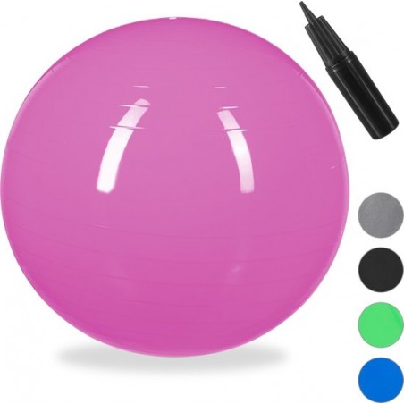 relaxdays 1x fitnessbal 85 cm - gymbal - zitbal - yogabal - pilatesbal - groot - roze