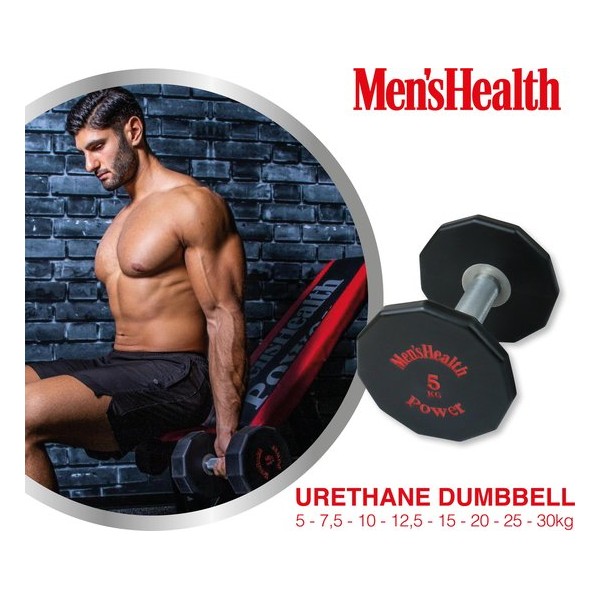 Men's Health Urethane Dumbbell 25 kg - Crossfit - Oefeningen - Fitness gemakkelijk thuis - Fitnessaccessoire