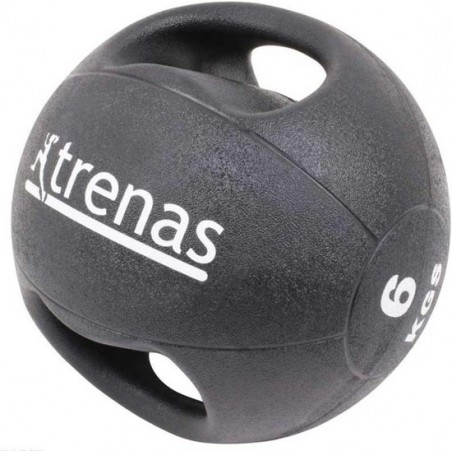 Trenas Medicijnbal - Medicine bal met dubbele handgrepen - Medicine bal Dual Grip - 6 kg - Zwart - (Professioneel gebruik)