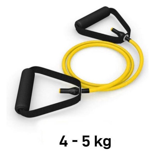 Fitness band - Fitness elastiek - Weerstandstube - Weerstandsband - Geel - 4 KG - 5 KG - 120cm
