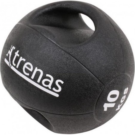 Trenas Medicijnbal - Medicine bal met dubbele handgrepen - Medicine bal Dual Grip - 10 kg - Zwart - (Professioneel gebruik)