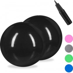 relaxdays 2x fitnessbal 55 cm - pompje - gymbal - zitbal - yogabal - pilatesbal - zwart