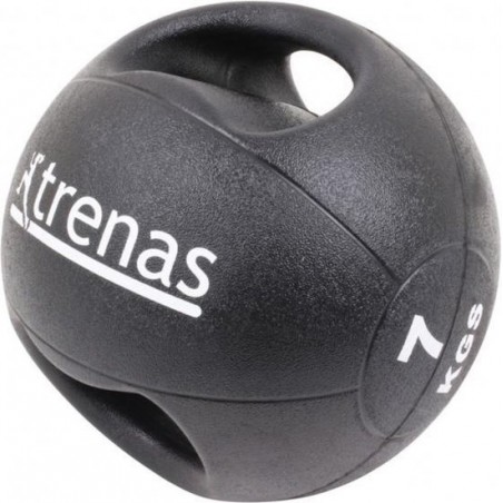 Trenas Medicijnbal - Medicine bal met dubbele handgrepen - Medicine bal Dual Grip - 7 kg - Zwart - (Professioneel gebruik)