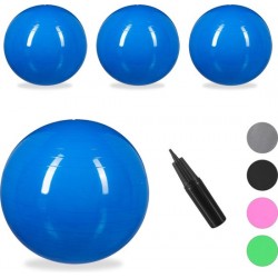 relaxdays 4x fitnessbal 65 cm - gymbal - zitbal - yogabal - pilatesbal - pompje - blauw