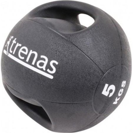 Trenas Medicijnbal - Medicine bal met dubbele handgrepen - Medicine bal Dual Grip - 5 kg - Zwart - (Professioneel gebruik)