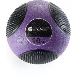 PURE2IMPROVE Medicine Ball - 10kg - Paars/Zwart - Fitnessbal - Fitness Accessoires