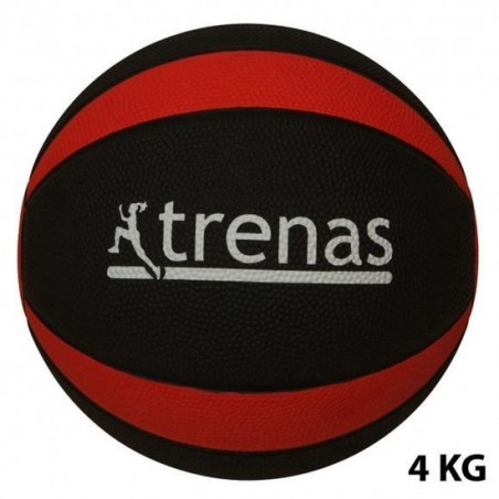 Trenas - Pro Medicijnbal - Medicine bal - Rubber - 4 kg - Zwart-Rood