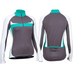 Avento Wielrenshirt Lange Mouw - Dames - Antraciet/Wit/Turquoise - 40