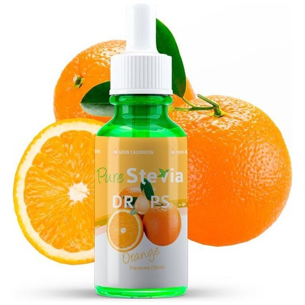 Stevia Drops Orange 50ml, PureStevia - Stevia druppels, Flavor drops, Aardbei, Lekker Verfrissend !